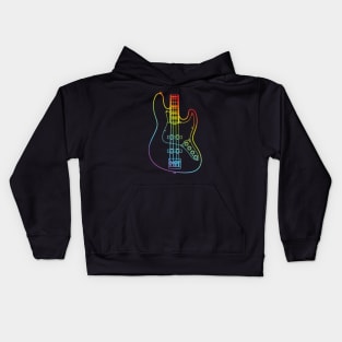 J-Style Bass Guitar Body Colorful Outline Kids Hoodie
